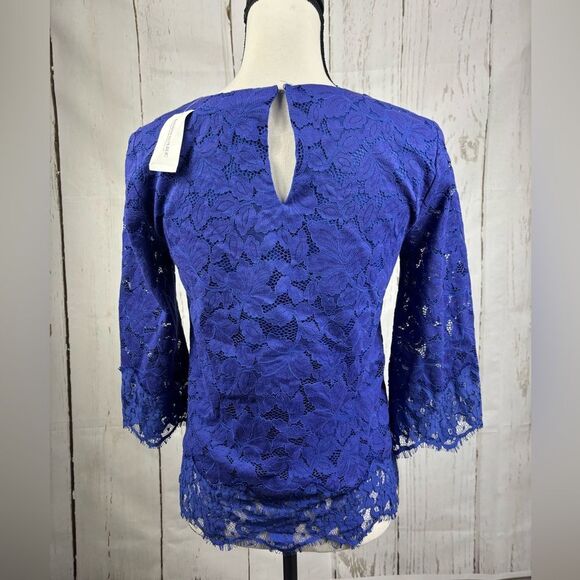 NWT Banana Republic Blue Lace 3/4 Bell Sleeve Blouse Top - Picture 2 of 6